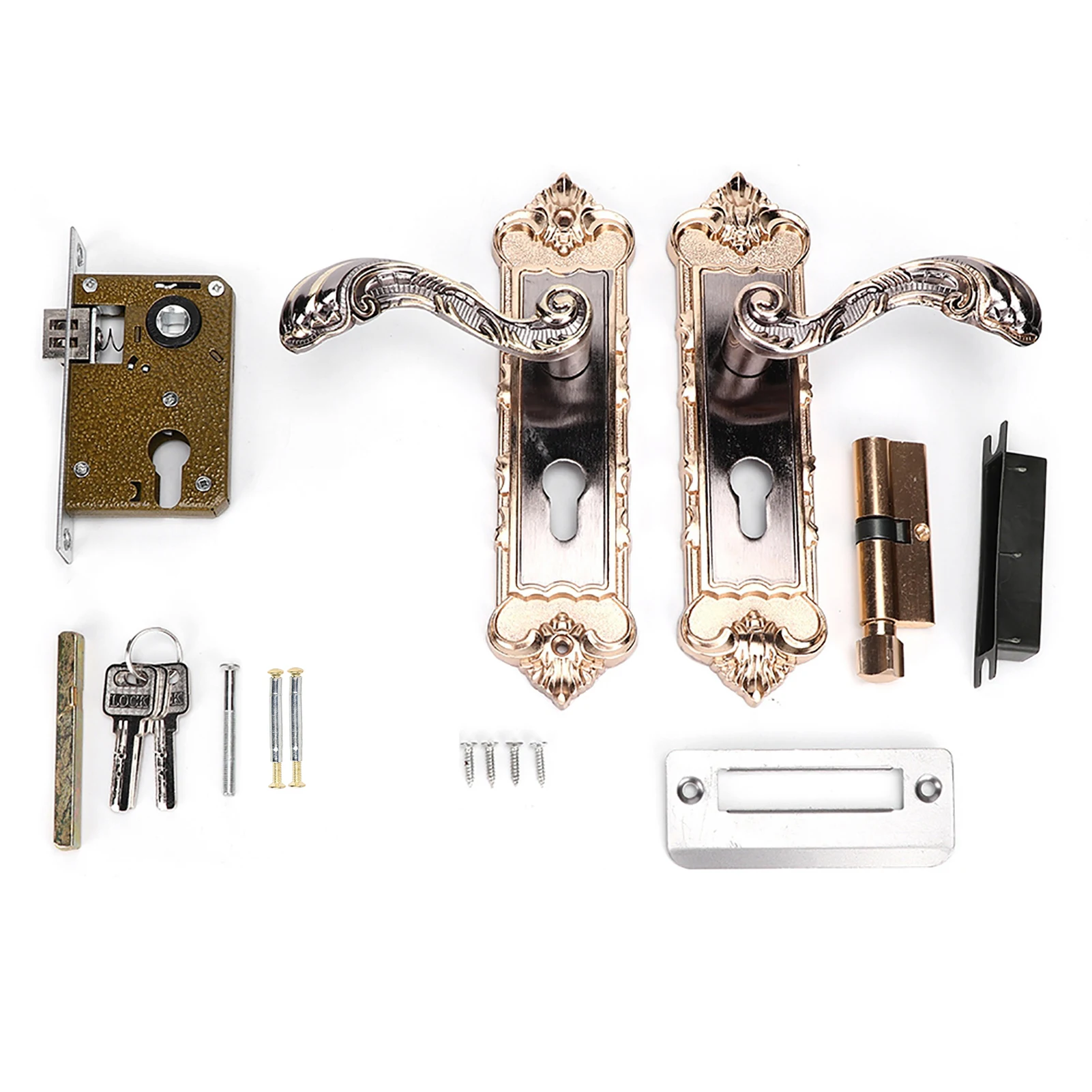 الأوروبي الرجعية خمر قفل الباب الداخلية مكافحة سرقة قفل باب الغرفة رافعة مجموعة قفل الباب الأوروبي قفل الباب خمر #2