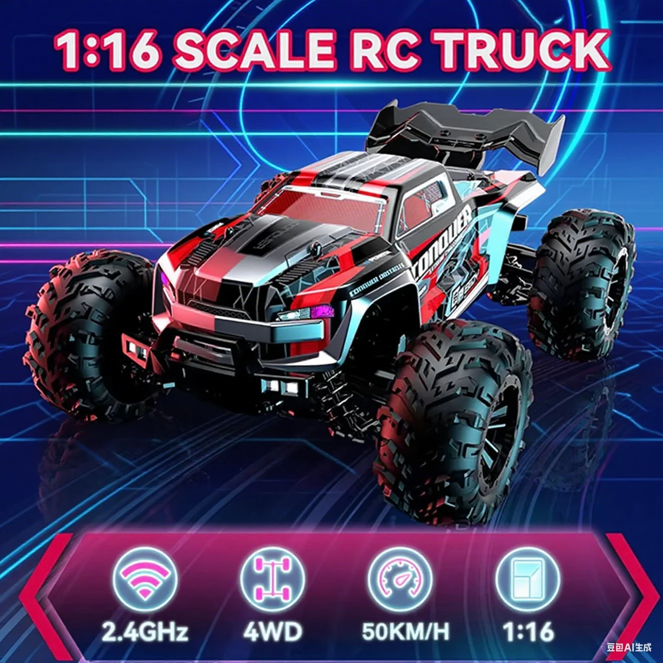 

1:16 75KM/H or 50KM/H 4WD RC Car with LED Remote Control Car High Speed Drift Monster for Kids radiografisch besturing highspeed