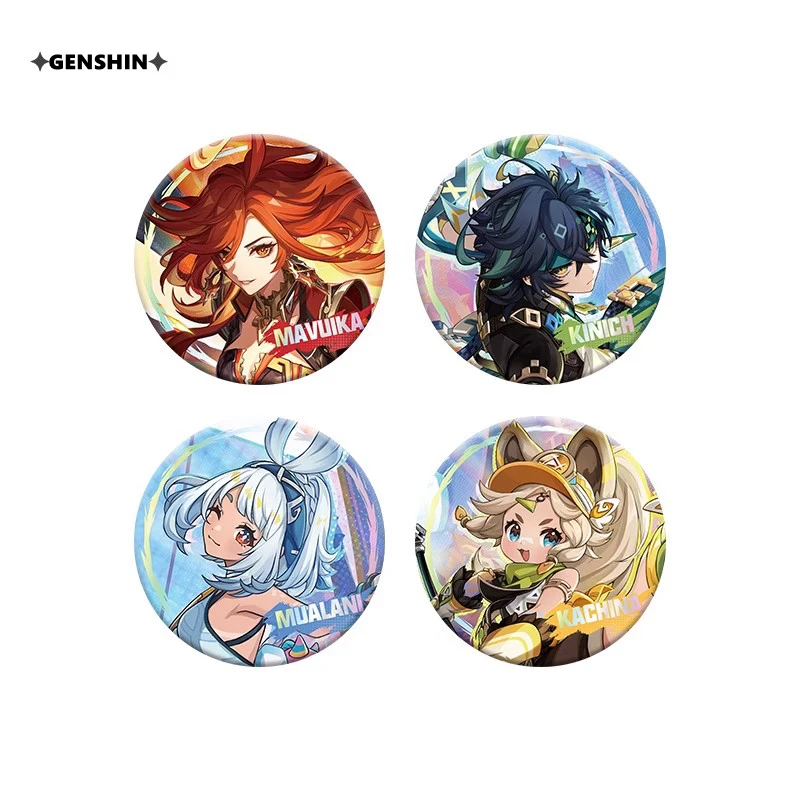 [Genuine] miHoYo Official Game Genshin Impact Natlan Badge Mavuika Kachina Kinich Mualani Cartoon Laser Brooch Pin Anime Cosplay