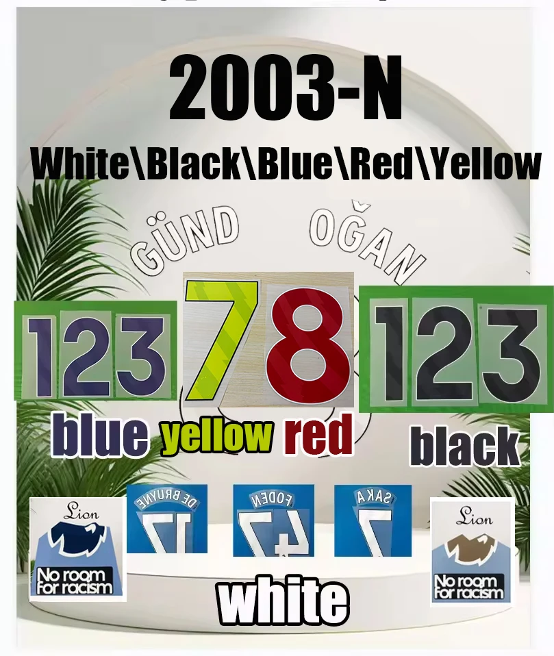 

2023-N LP White black blue red yellow Straight name arc name customization Football Name Set Patch