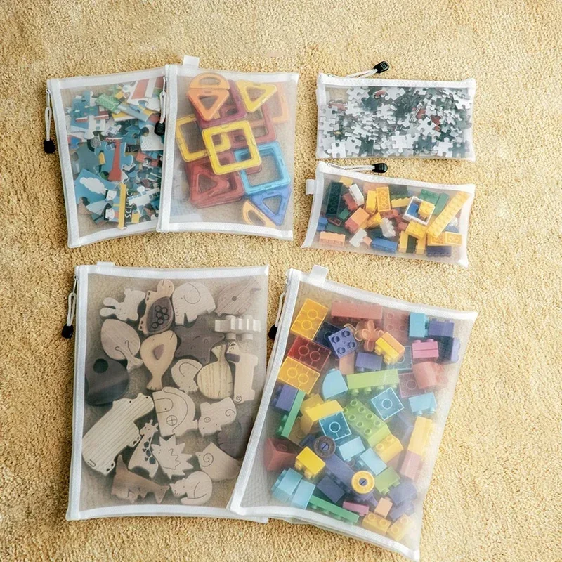 1-3 حقيبة تخزين المستندات الشفافة بنة لغز حزمة فرعية حقيبة الأطفال أكياس تخزين لعبة شبكية صغيرة الجسيمات