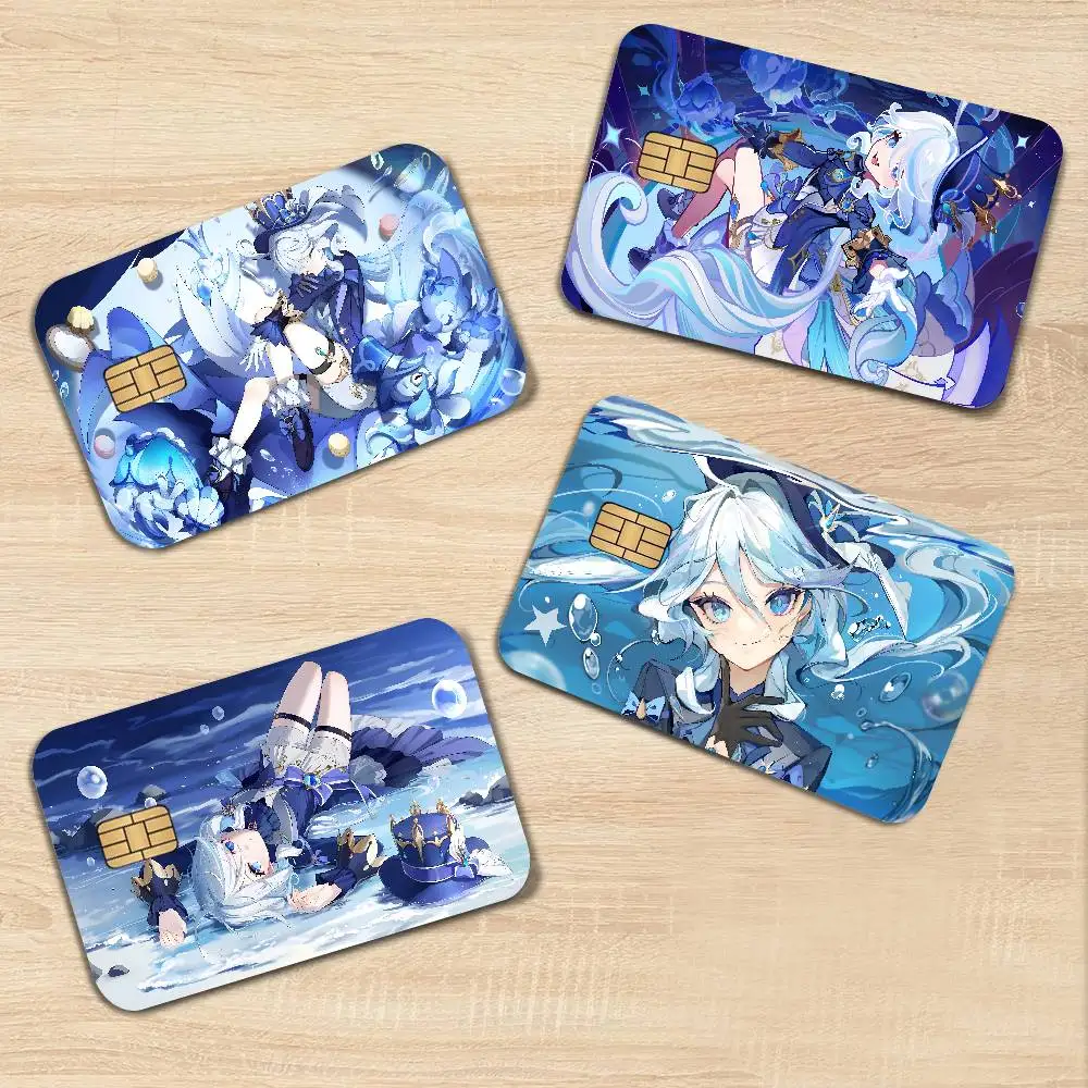 Game F-furina Credit Card Skin Stickers No Adhesive Residue Water Proof for VISA Credit Card Subway Access Card