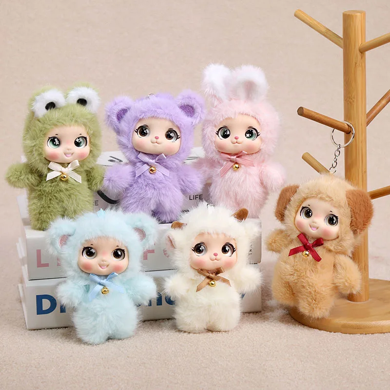 

15cm Cute Animals Doll Pendant Vinyl Face Plush Toys Animal Toys Doll Dog Rabbit Sheep Gift for Animal Enthusiasts Kid Hang Bag