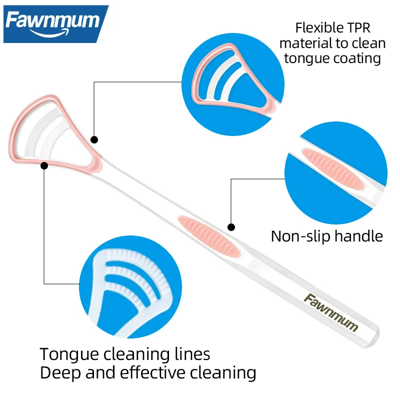 Fawnmum Tongue Cleaner 1 Pcs Macaron Tongue Brush Fresh Breath Tongue Scraper for Oral Hygien Cleaning Tool