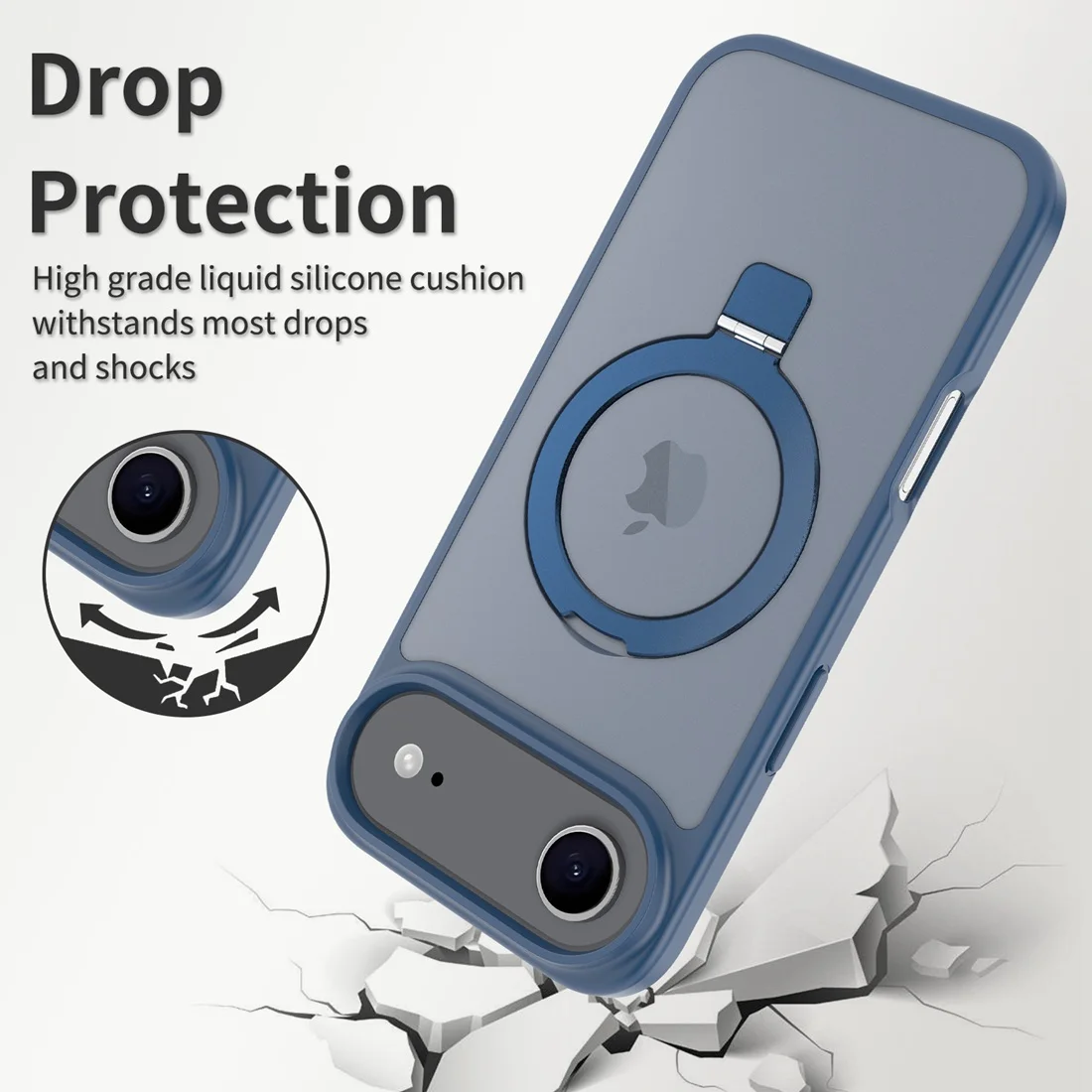 Für iPhone 17 Air 2025 Handyhülle mit integriertem Ständer, kompatibel mit MagSafe, stoßfeste, schlanke, durchscheinende, matte Handyhülle – Detail 8
