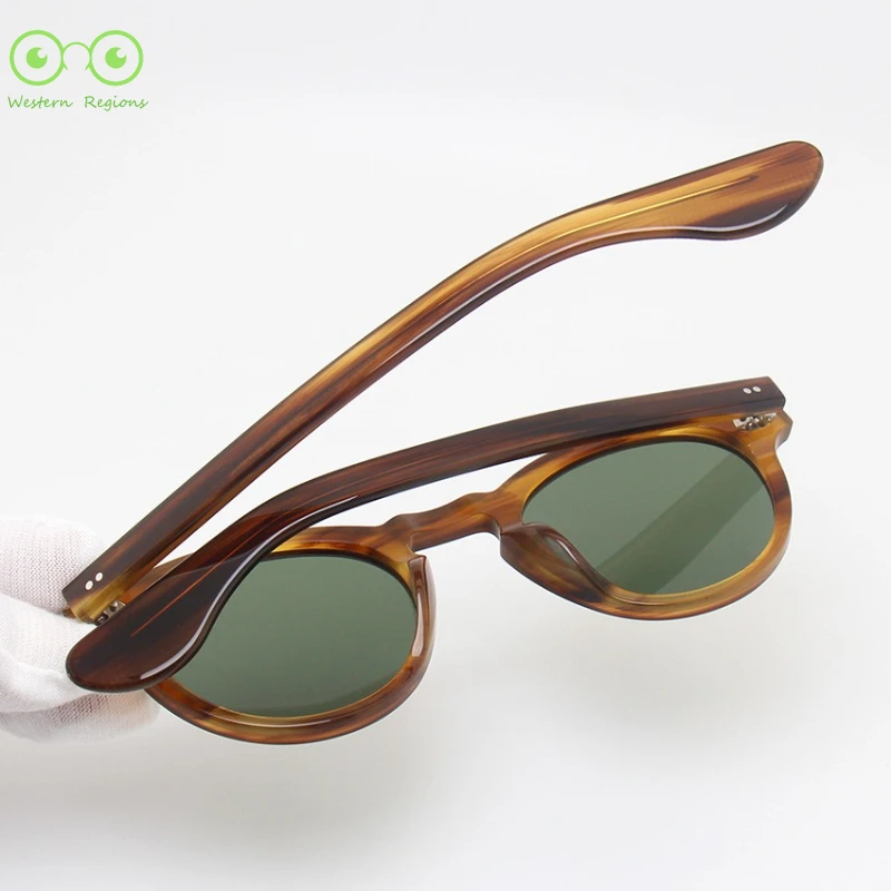 نظارات المشاهير المصنوعة يدويًا نقية بإطار مخطط بني نظارات شمسية من الأسيتات الأدبية UV400 طراز عصري للرجال والنساء في الهواء الطلق