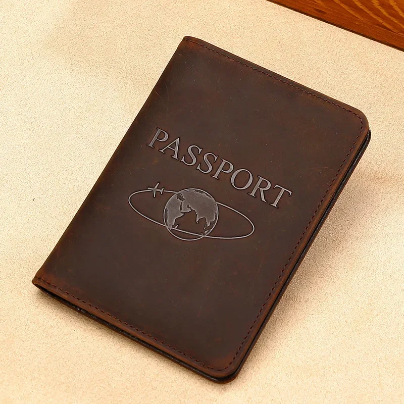 Vintage Genuine Leather Passport Cover para Homens e Mulheres, Viagem, Casamento, Capas de Passaporte, Titular do Cartão, Carteira Bolsa