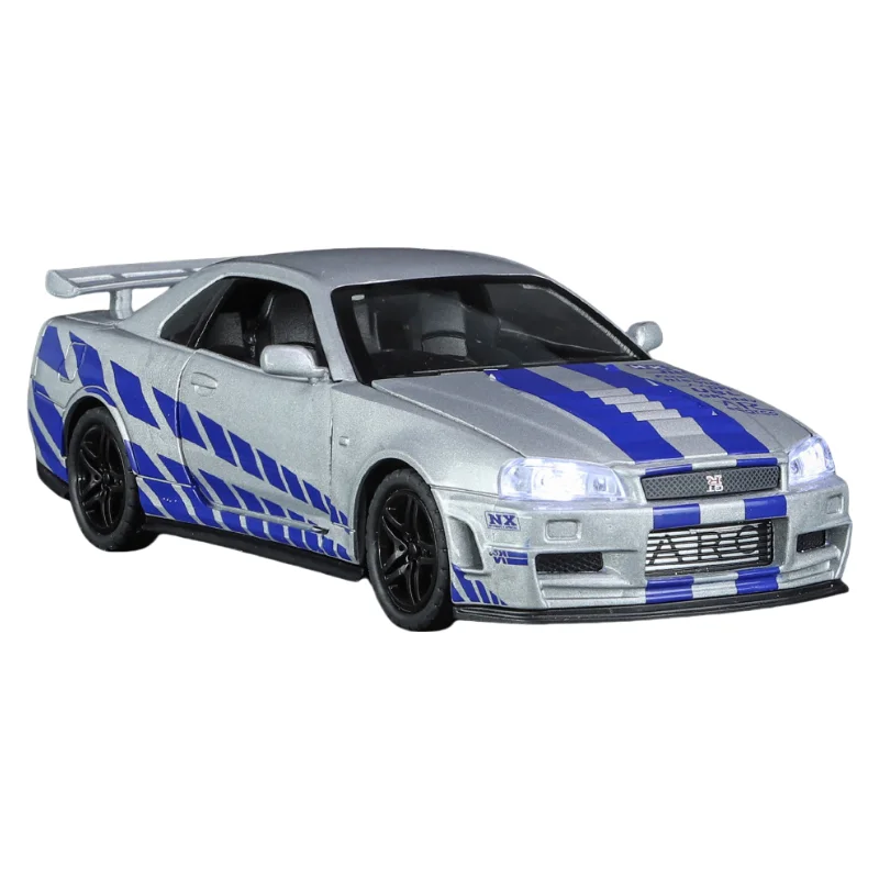 1:32 GTR R34 SKYLINE Fast Alloy Simulation Car Model Diecasts & Toy Vehicles And Furious Cars Decoration Toys For Children Boy