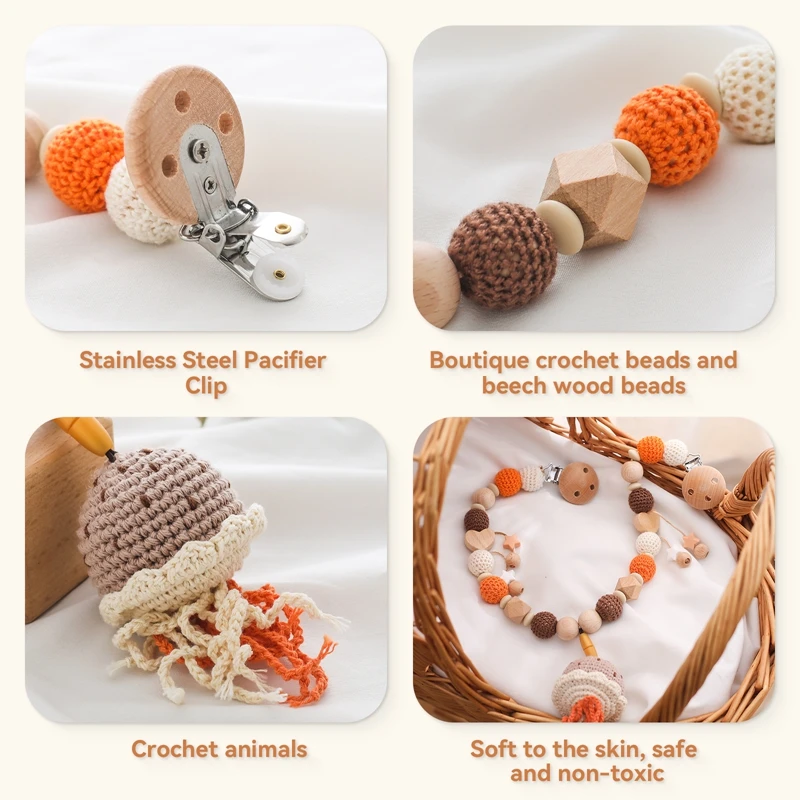 Baby Mobile Toys 0 12 Months Baby Toys Crochet Rattle Newborn Crib Stroller Hanging Toys Wooden Clips Pendant Newborn Animal Toy