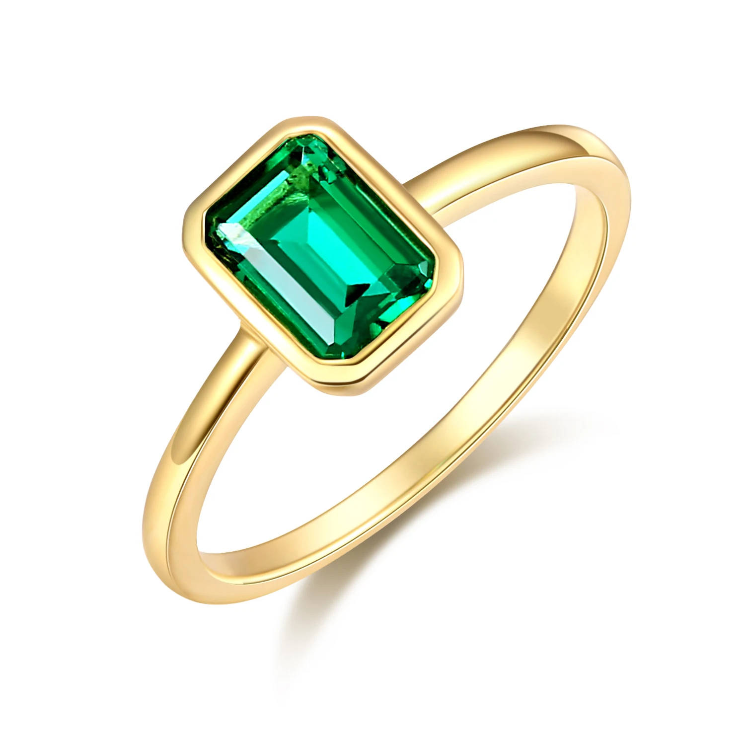 TBCYD 1CT Emerald-cut Green Diamond Rings For Women 925 Sterling Silver 18K Gold Plated Original luxury Band Fine Jewerly Gifts