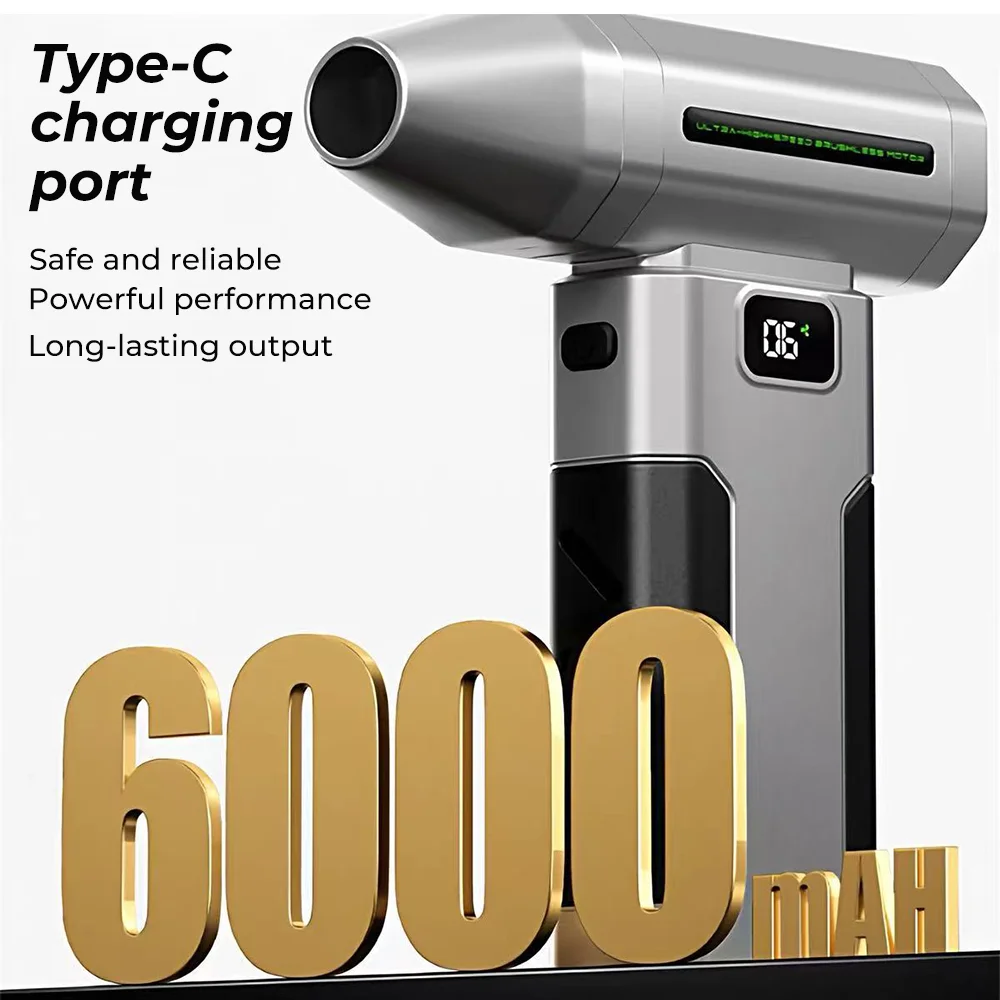 Mini Elektryczny Dmuchawa Powietrza 160000 RPM, Mocna Dmuchawa 6000mAh, Ręczna Dmuchawa do Kurzu Samochodowego, Bezszczotkowy Turbo Jet Fan, Odkurzacz Samochodowy