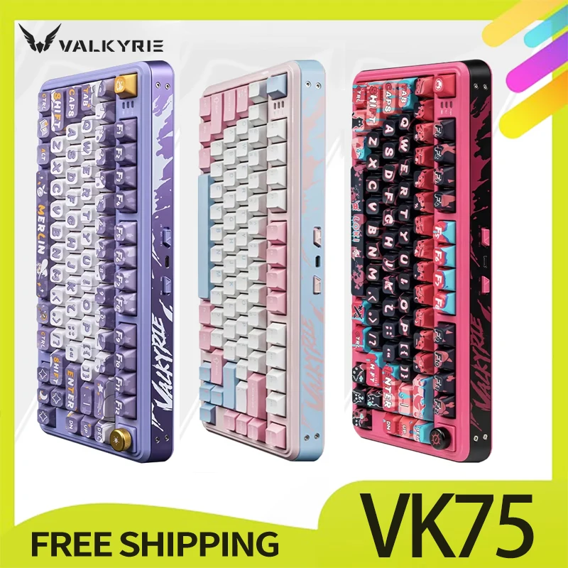 Valkyrie-Teclado mecánico para juegos Vk75, dispositivo Con 3 modos Usb/2,4g/Bluetooth, personalizado, con retroiluminación Rgb, ideal para regalo