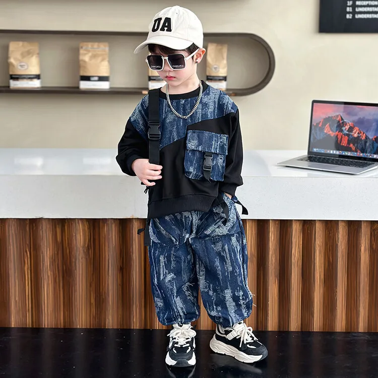 Boys Sweatshirts +Pants Kids Suits Cotton 2PCS/Set 2024 New Spring Autumn Cotton Sportswear Suit Tracksuits Outfits Children Clo