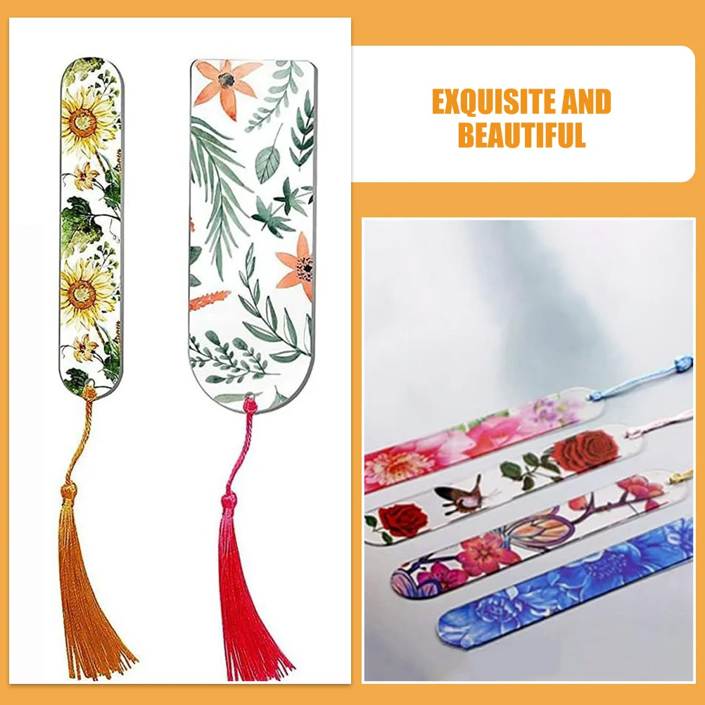 

30Pcs Acrylic Bookmark Blanks Tassel Bookmarks Rectangular Page Marker Lightweight Blank Book Label DIY Reading Supply