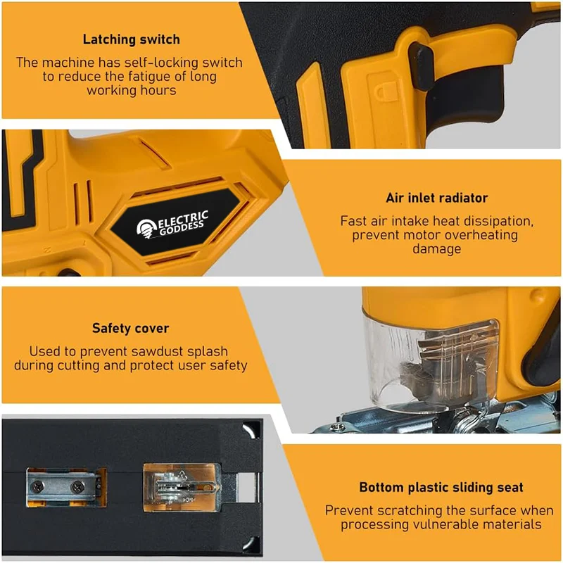 Electric Goddess 2700RPM Cordless Jigsaw Electric Jig Saw Portable Multi-Function Woodworking Power Tools For Dewalt 20V Battery