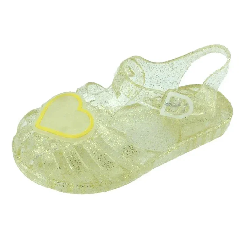 New Summer Children Jelly Princess Sandals Sweet Heart Shaped Girls Toddlers Baby Breathable Hollow Shoes