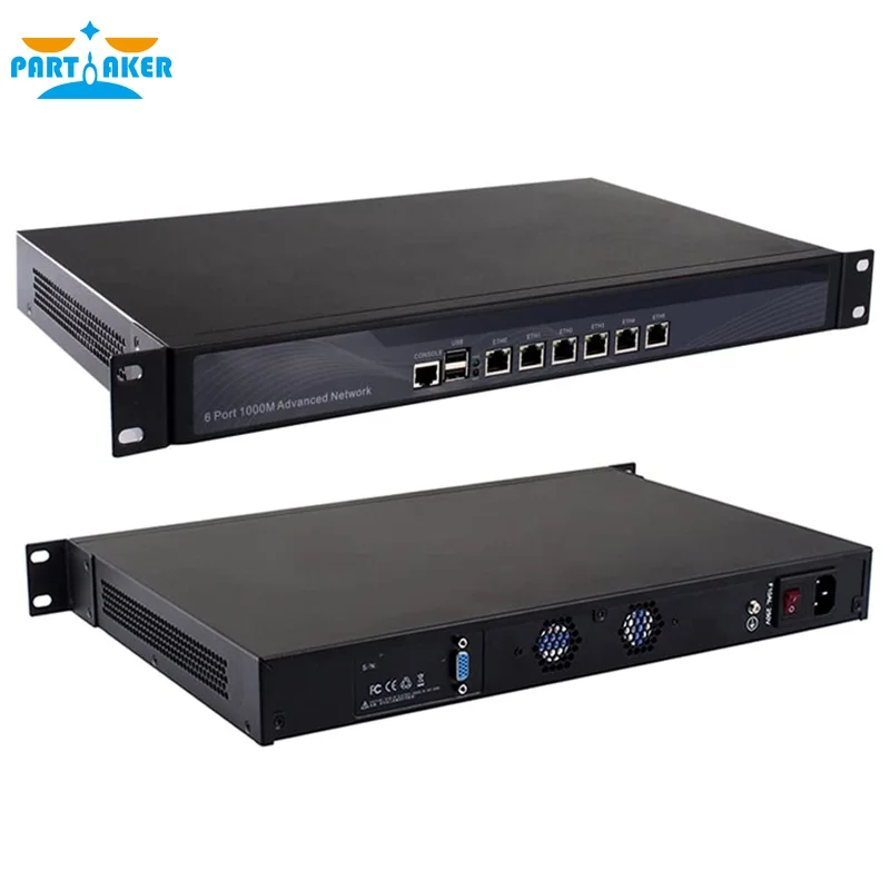 Partaker R11 Firewall VPN 1U do montażu w stojaku Intel Core I3 3110M Urządzenie zabezpieczające sieć 6 Intel 82583V Lan Router PC