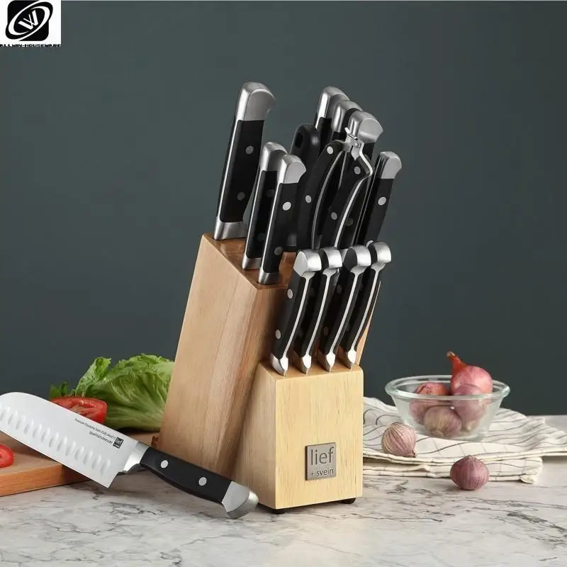 Best Knife Sets For Kitchen With Block 15 PCS German Stainless Steel 1.4116 Steel Unique Kitchen Knife Set With IPad Holder