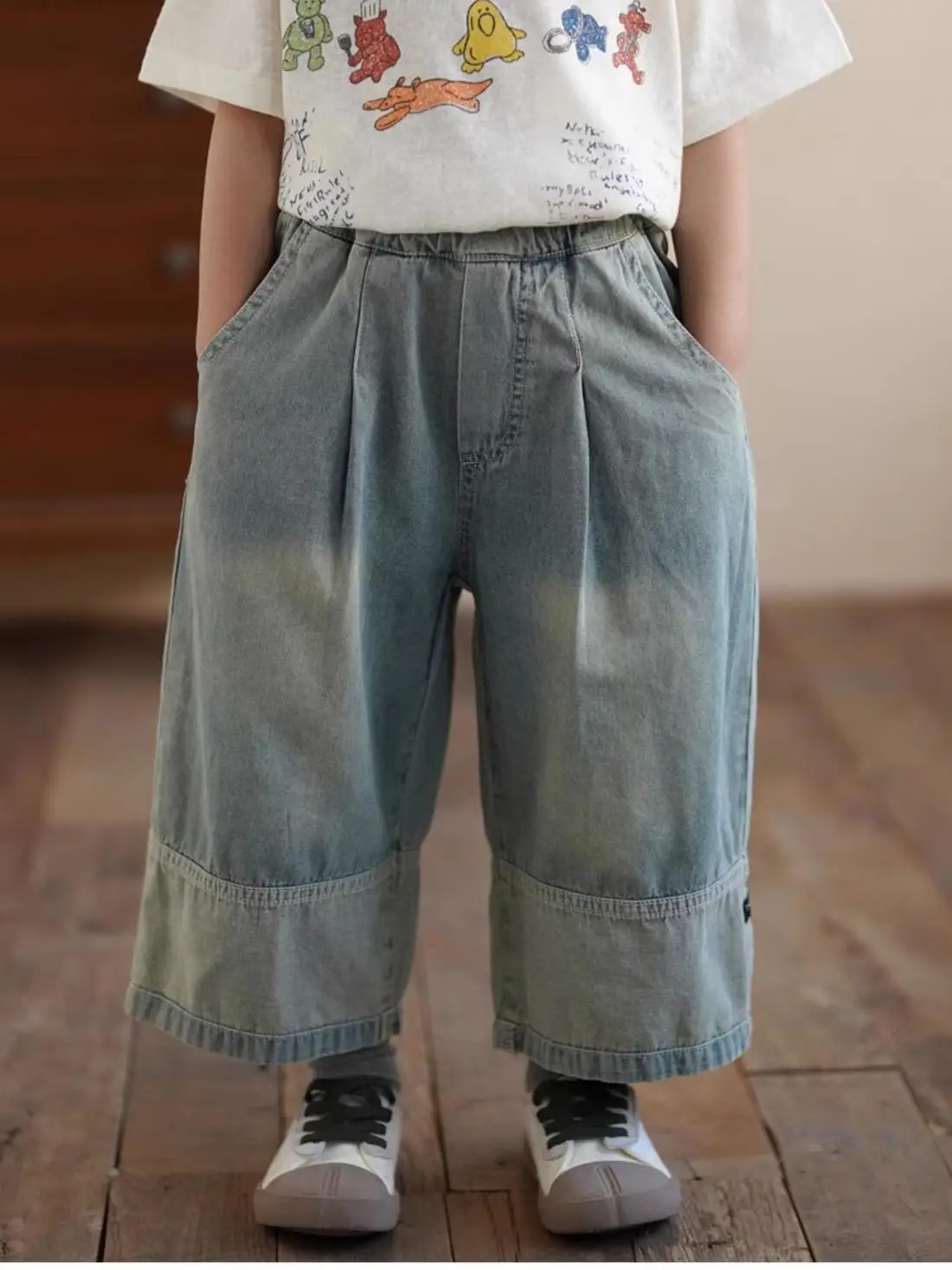 

Kids Pants New 2025 Spring Fashion Baggy Jeans Korean Casual Simple Style Cowboy Cool