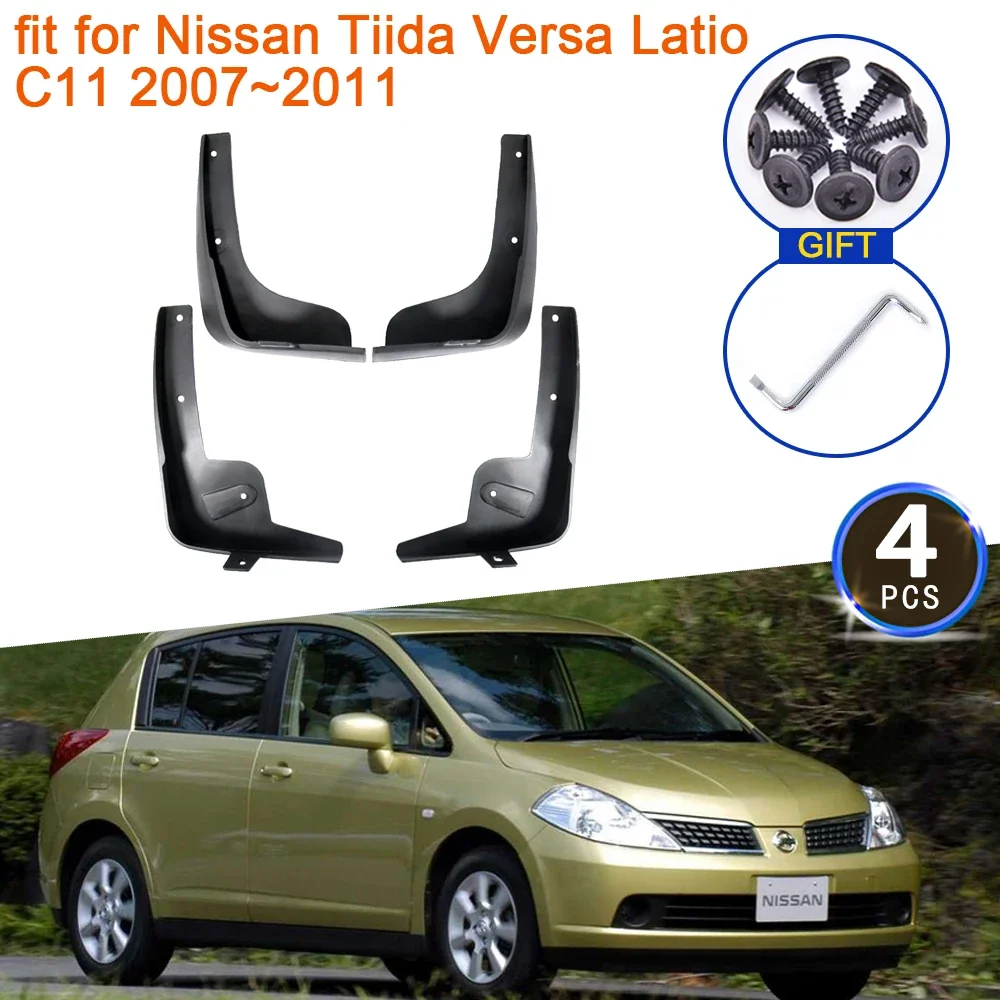 for Nissan Tiida Versa Latio C11 2007 2008 2009 2010 2011 Mud Flaps Mudguards Splash Fender Guard Front Rear Wheels Accessories