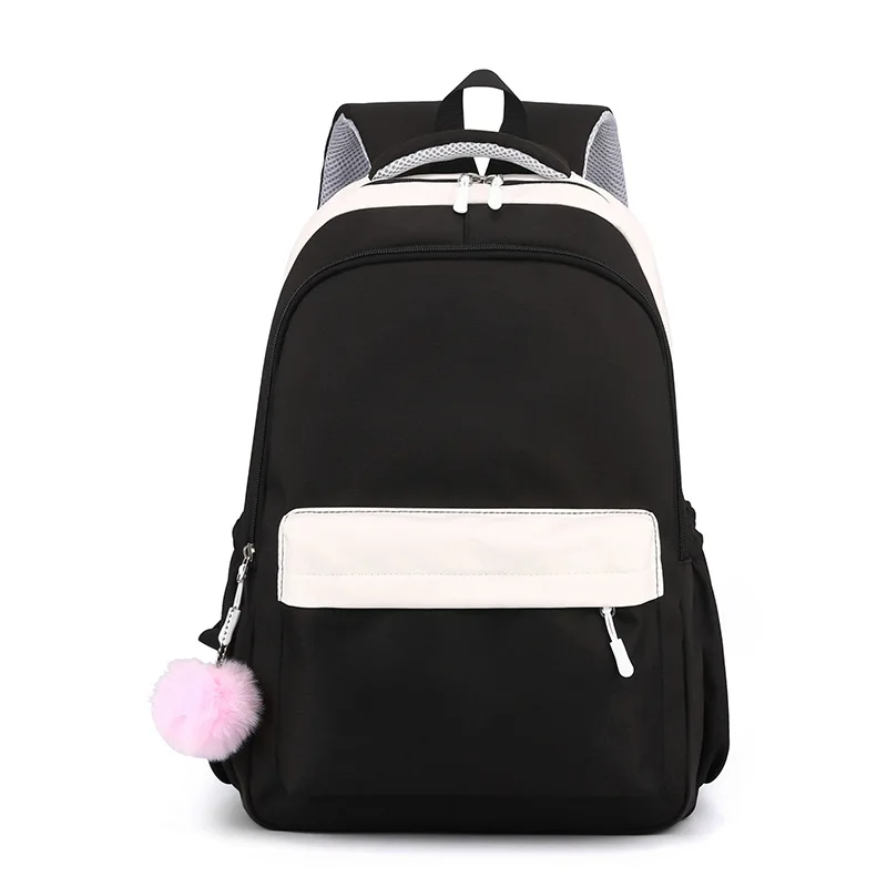 Plaid Splicing Cute Pendant Backpack Large Capacity Rucksack Casual Student School Bag for Boys Girls Back To School Gifts