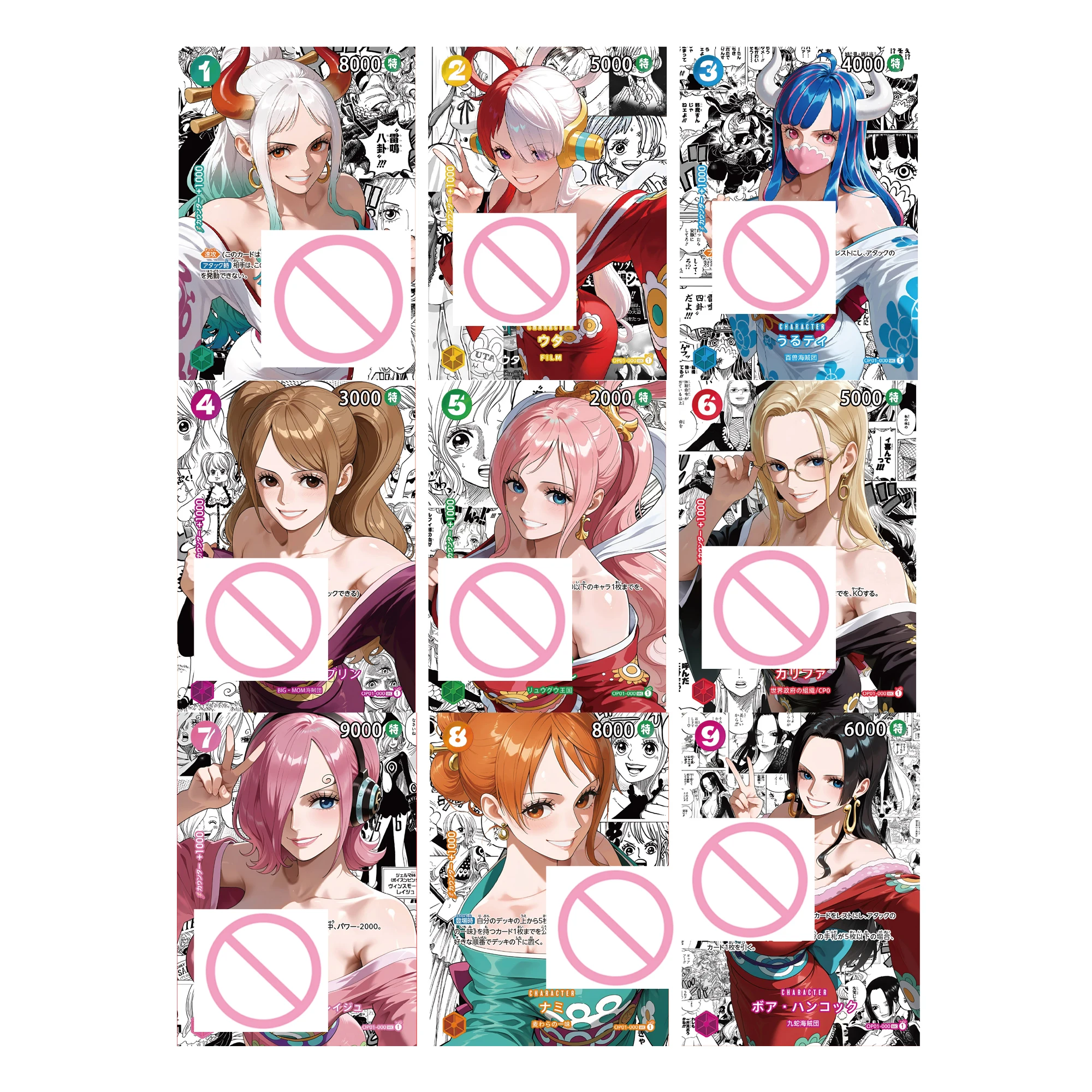 9Pcs/set Diy Self Made One Piece Nami Reiju Kimono Collection Card Refraction Color Flash Shirahoshi Heroine Anime Card Gift Toy