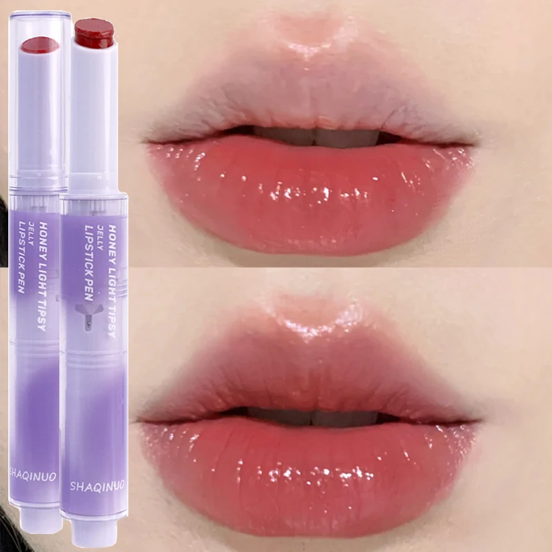 Kersenrode Kristallen Lippenstift Doorzichtige Spiegel Gloss Lip Glazuur Hydraterende Waterdichte Niet-Plakkerige Vaste Lipgloss Make-Up Cosmetica