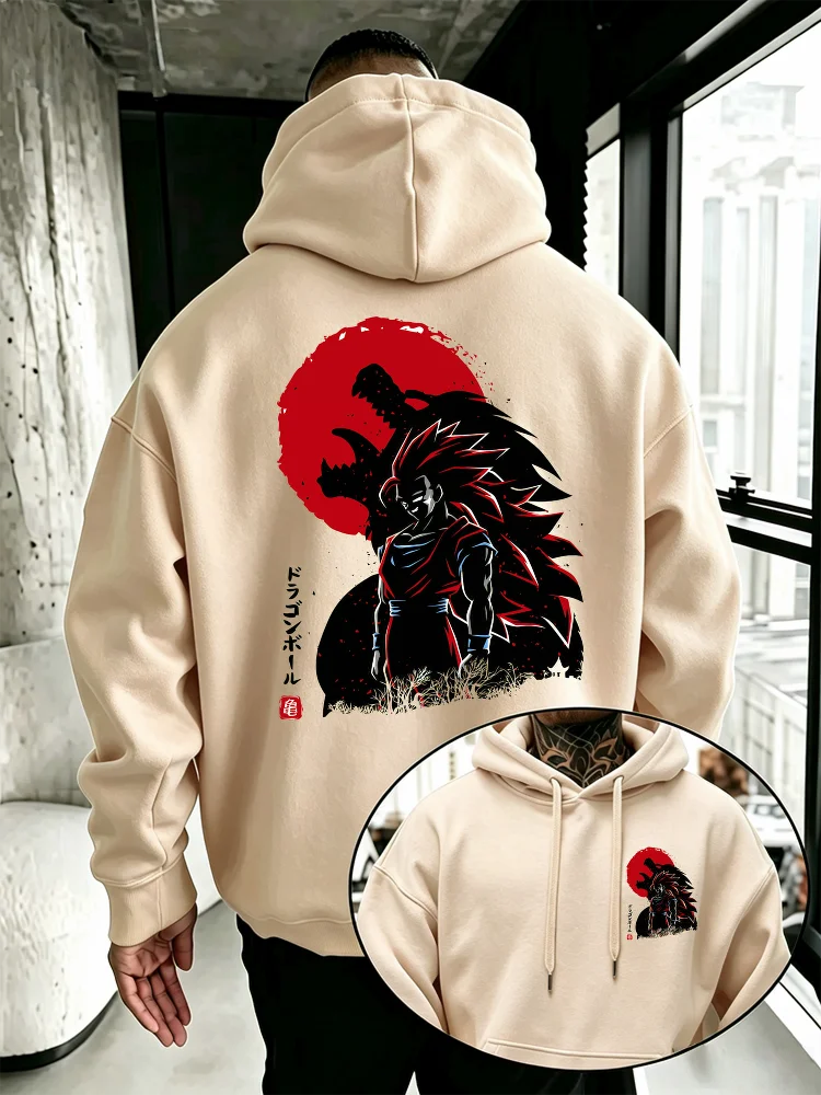 Bandai Dragon Ball Super Men's Hoodie Japanese Anime Style Fleece Sweatshirt High Quality Warm Autumn Winter Pullover