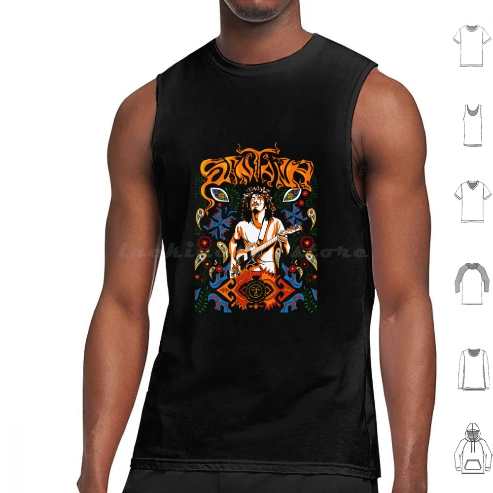 Vintage Legend Carlos Santana Tank Tops Print Cotton Santana Punk Hardcore Trending Music Heads Brains Metal Scream Stuff