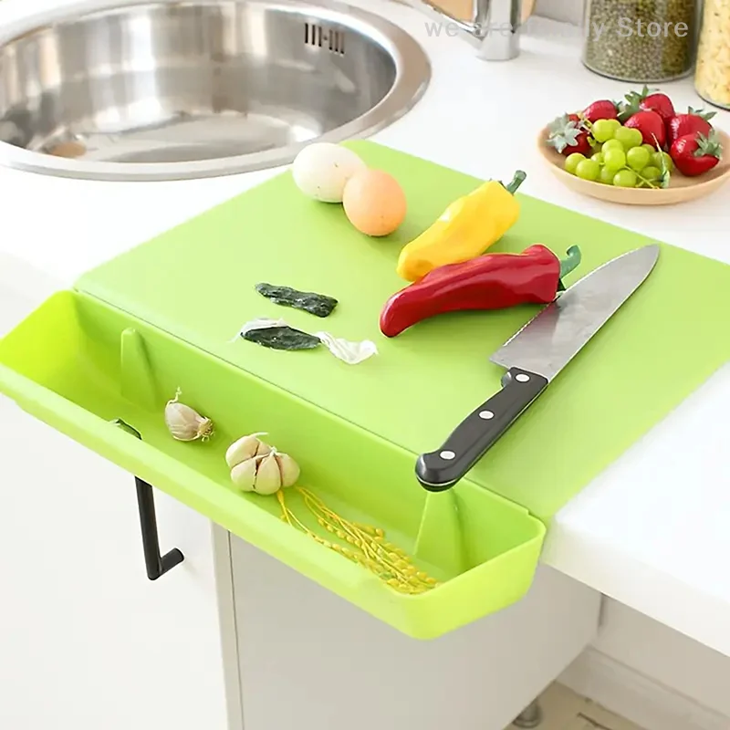 

2-in-1 Cutting Board Kitchen Chopping Board With Container Cutting Board With Slot Cutting Vegetable Meat Tools Kitchen Stuff