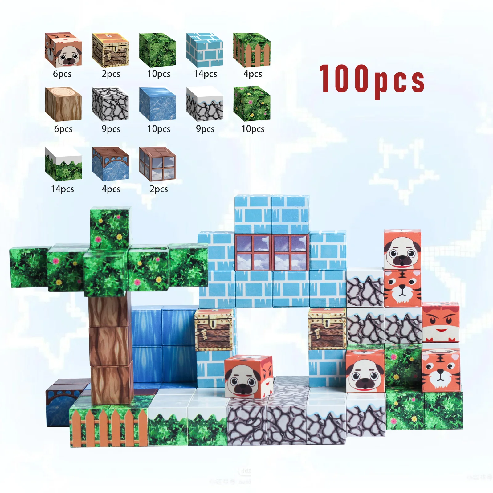 100pcs Magnetic Block Forest Hut Toys Suitable For Boys And Girls Over 3+ Years Old Exquisite Holiday Gifts For Children