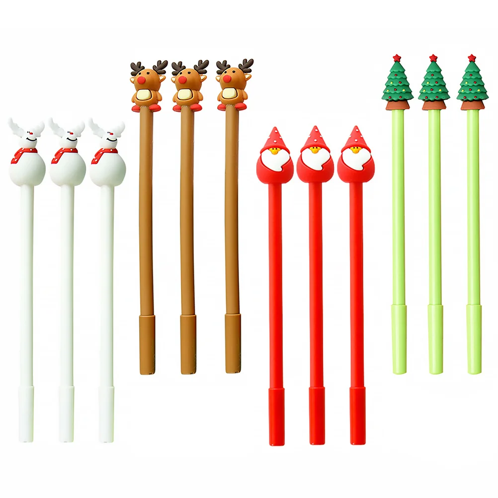 

12Pcs Christmas Gel Pens 0.5mm Lovely Cartoon Writing Pens for Kids Students Xmas School Supplies Creative Gift
