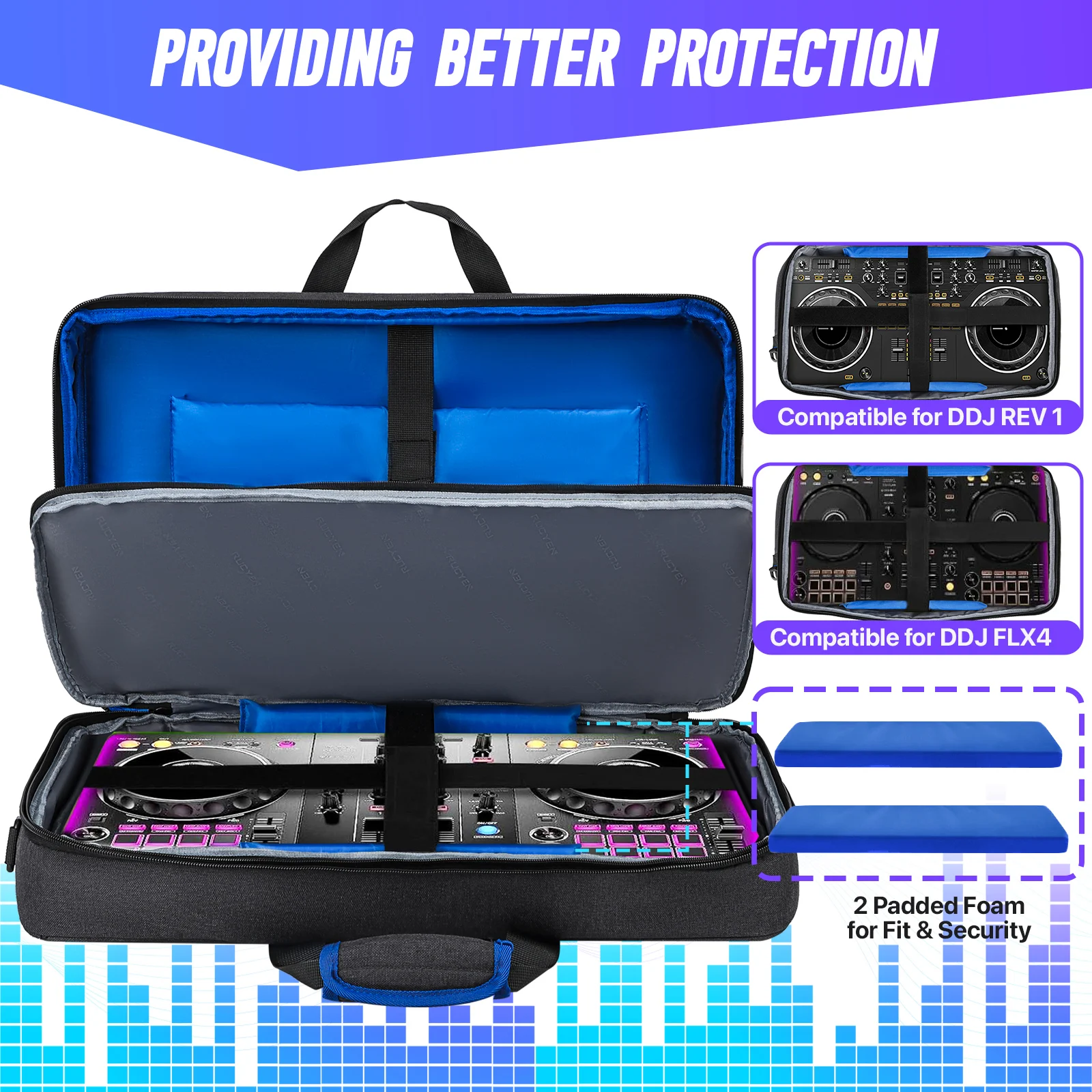 Portable DJ Controller Padded Storage Bags Protective for Compatible DJ DDJ-400 DDJ-FLX4 DDJ-REV 1 DJ Turntables Protective Bag