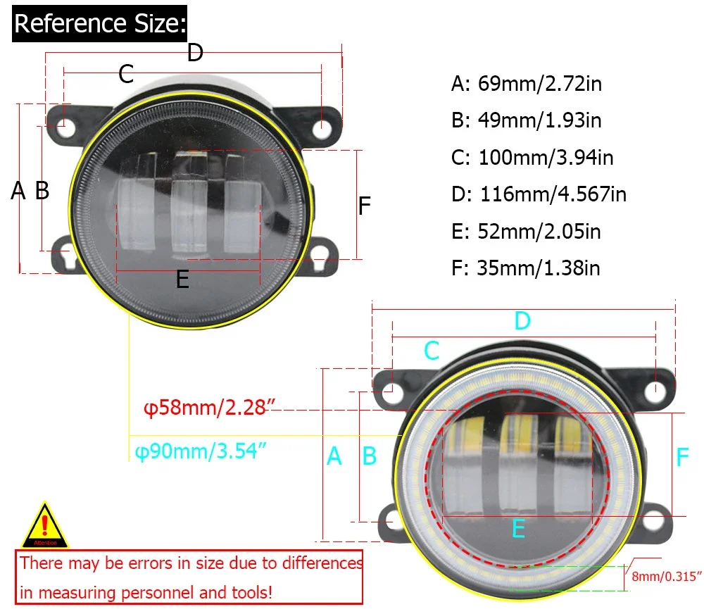 40W Led Fog Lights Angel Eyes DRL For Fiat Mobi Way On Like 2016-2021 2022 2023 2024 2025 2026 White Yellow Fog Driving Lamp detail image 5
