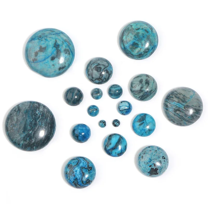 

Natural Stone Cabochon Blue Ripple Round 6-25mm Flat Back Beads for DIY Jewelry Making Rings Earrings Pendants Craft Supplies