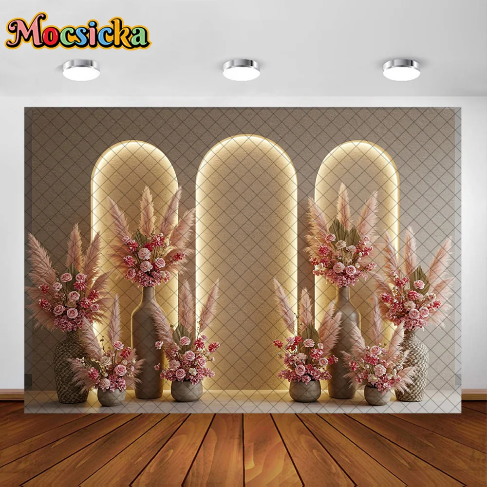 Mocsicka photographie fond Boho Floral arc portes fenêtres décoration toile de fond nouveau-né adulte femmes enceintes Portrait Studio