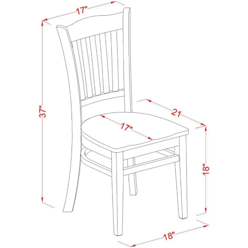 Chaises de salle à manger GRC-MAH-W Groton-Chaises siège en bois à dossier en lamelles, lot de 2, NestMahNest.