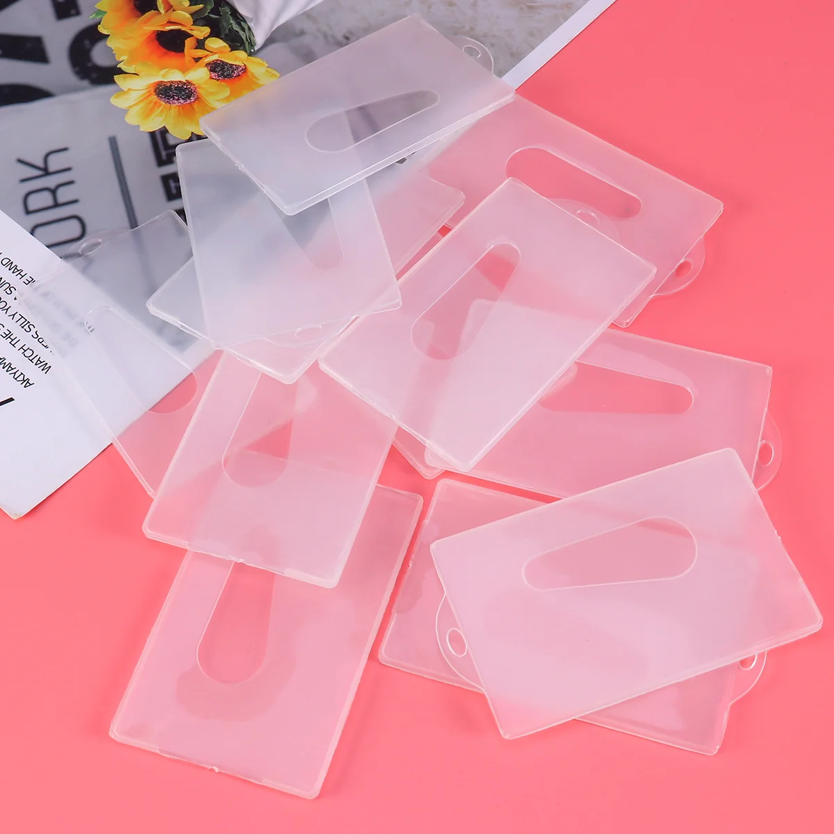 ID Protector com Hole-Opening, Frosty, Transparente, Plásticos fortes, Qualidade para Bus Cartão Bancário, Branco, 12Pcs