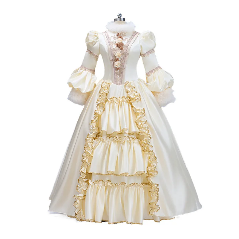 ฤดูใบไม้ร่วงและฤดูหนาวศาลยุโรปชุดผู้หญิง High-end Retro ละคร Catwalk Performance STAGE เสื้อผ้าหนา Vestidos Largos