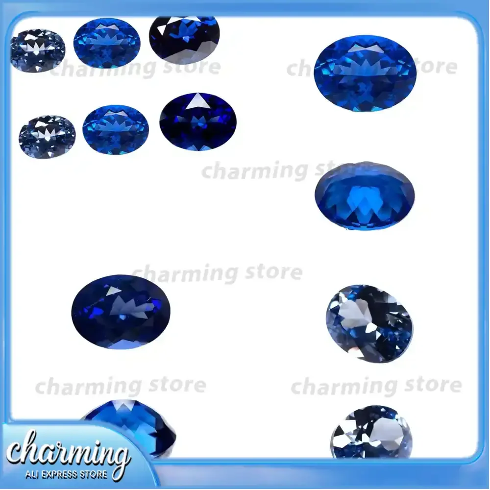 

Lab Grown Sapphire Blue Oval Cut Gemstone for DIY Jewelry Making Materials Certified Natural Color Synthetic Sapphire for