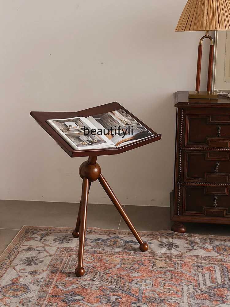 Mid-Ancient Reading Display Bookshelf Solid Wood Display Decoration Side Table Decoration Small Zhongfu Guqin Music Stand