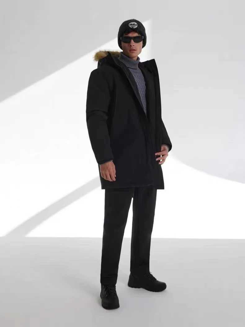 

Thickened Warm Hooded Cotton Jacket Men's Winter Workwear Style Mid-Length Fur Collar Coat Casual Fashion City Youth Long Sleeve