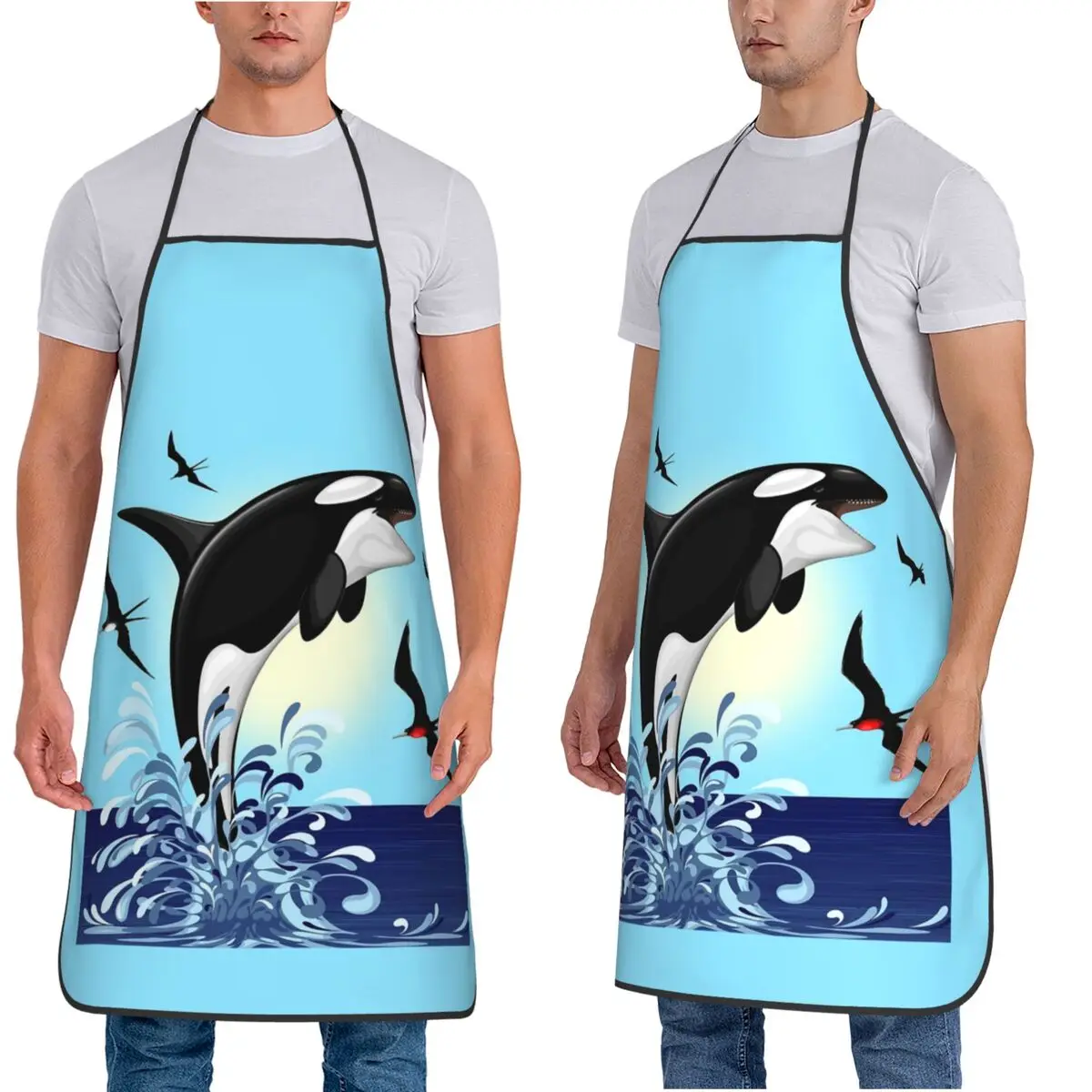 Orca Killer Whale Jumping Out The Ocean Aprons Chef Cooking Baking Tablier Sleeveless Bib Kitchen Cleaning Pinafore