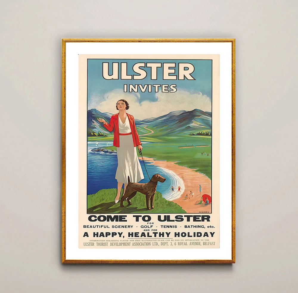 Ulster Invites, Come to Ulster, Ireland Vintage Travel Poster - Poster Print or Canvas Print / Gift Idea / Wall Decor