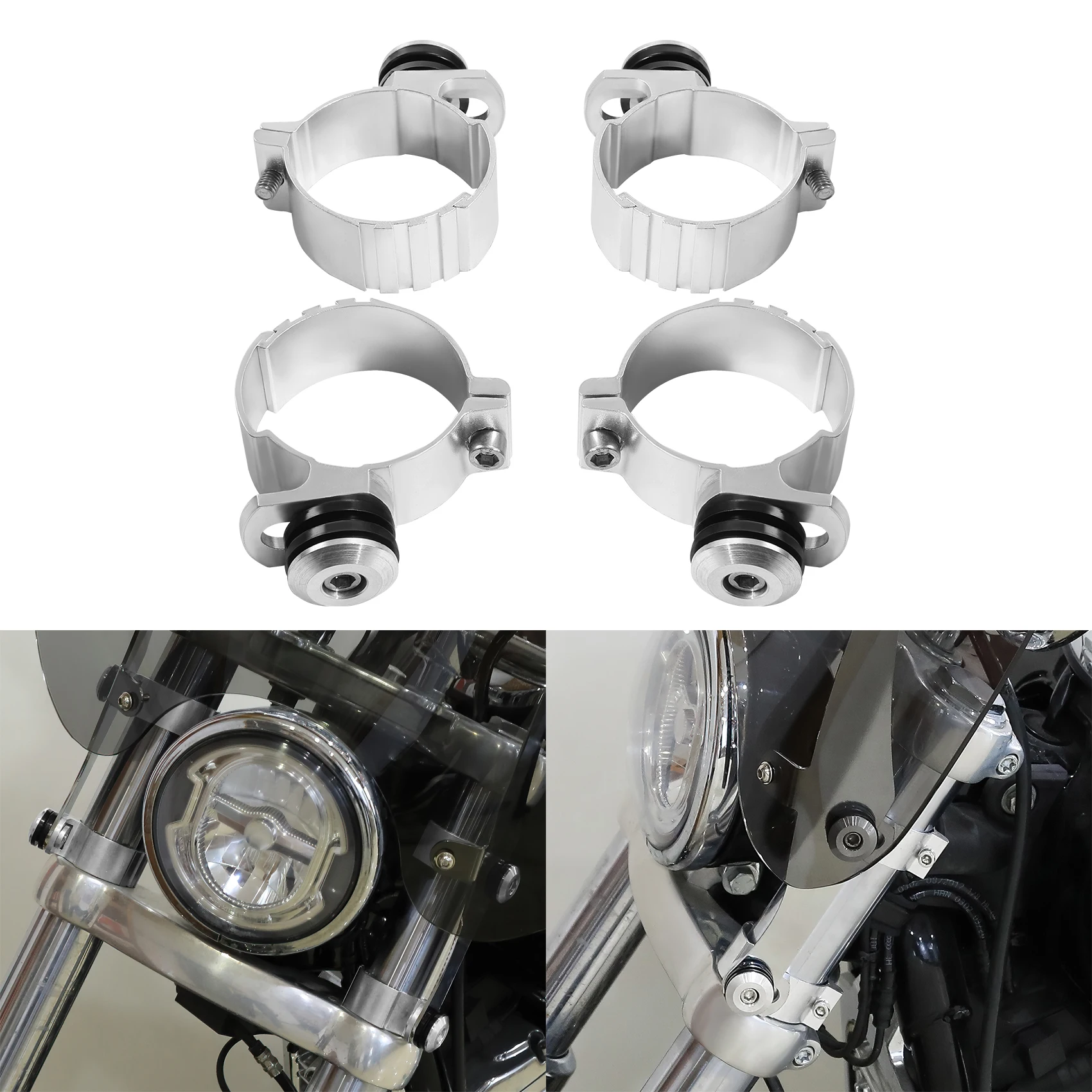 

4PCS 49mm Windscreen Fairing Mount Fork Clamps Clip Fit For Harley Softail Low Rider Street Bob FXBB 2018-Up 2020