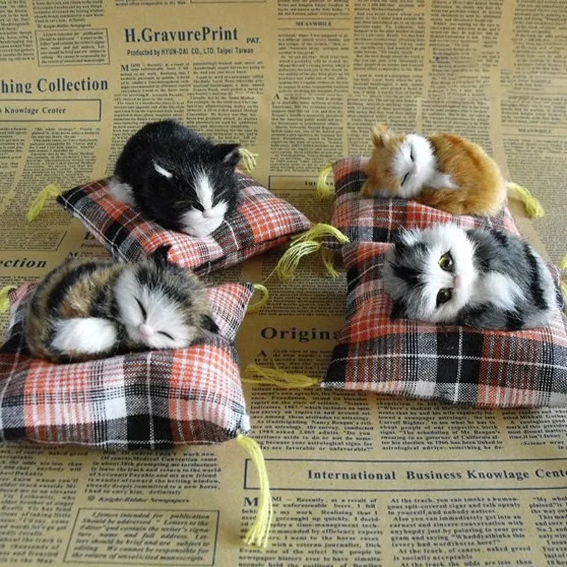 Simulation Cat Ornaments Simulation Animal Flower Cat Cloth Cushion Cat Nap Cat Desktop Ornaments