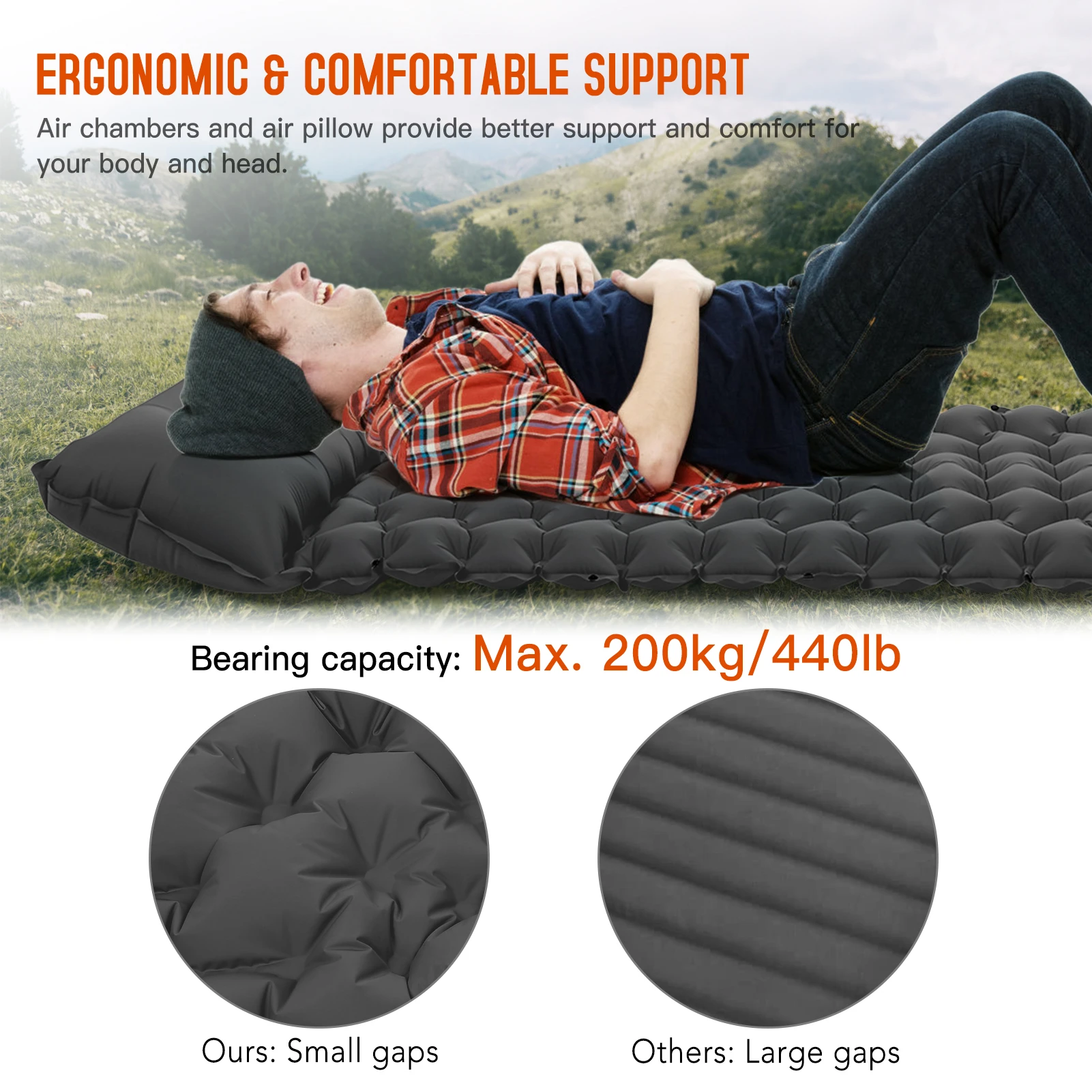 Outdoor Camping Sleeping Pad F - Inflatable Camping Sleeping Pad Pillow recension och pris
