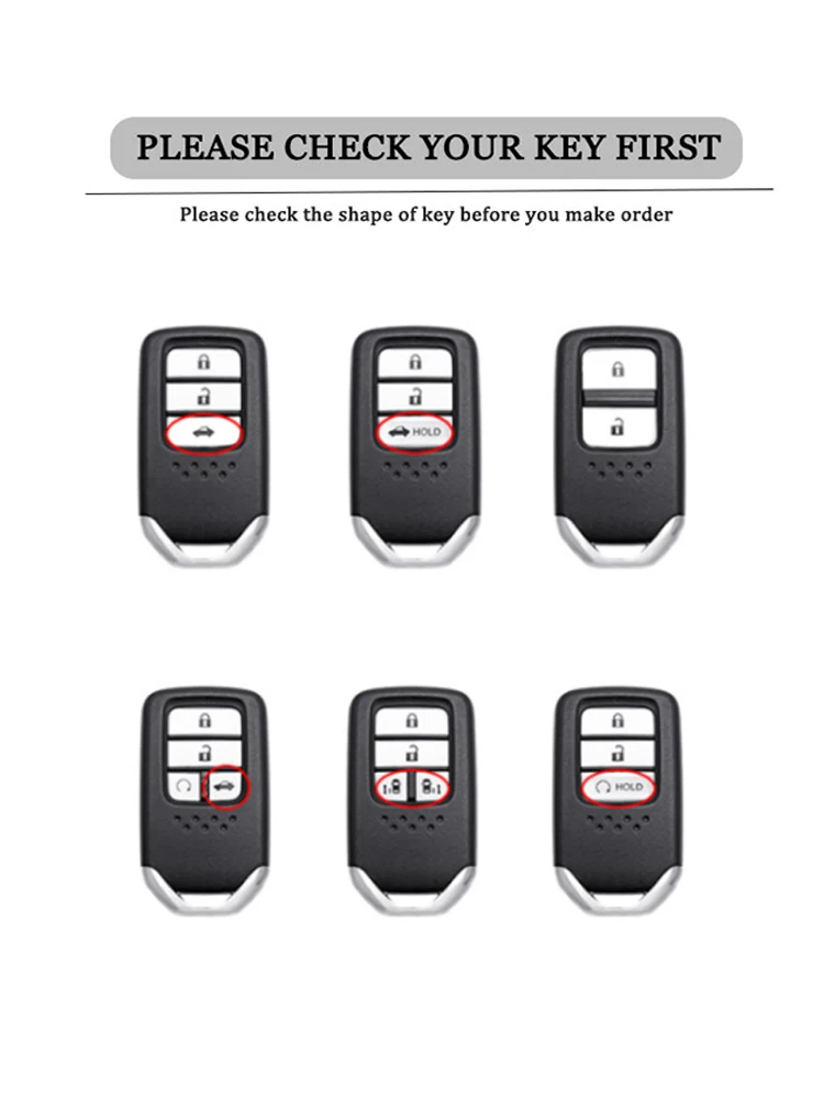 Zinklegierung Leder Autoschlüssel Fall Abdeckung Shell Fob Halter für Honda Civic 10th City Accord 9th CRV Odyssey Vezel Auto Zubehör – Detail 1