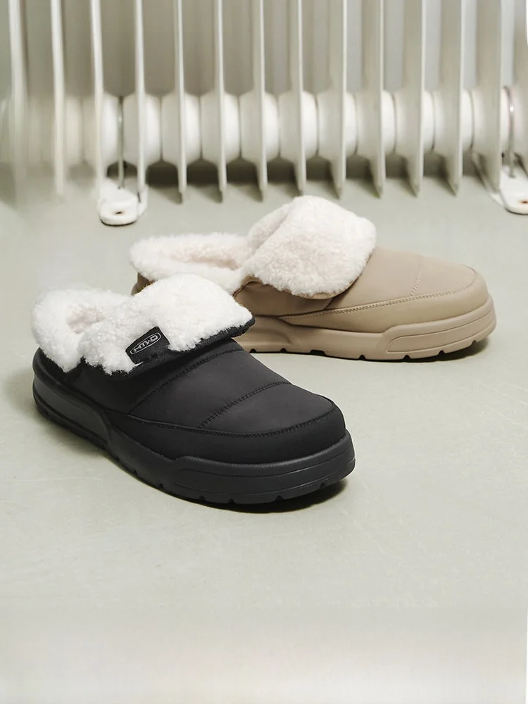 

Мужские зимние тапочки Hotwind на подкладке Fce, повседневные домашние тапочки, удобные Cotton oes с круглым носком Thi Bot на среднем каблуке