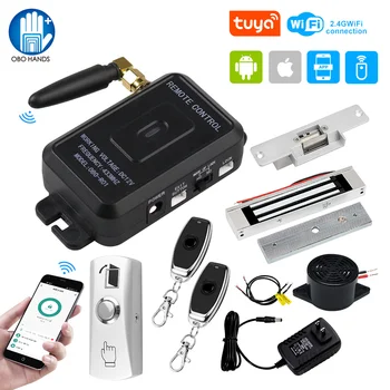Wireless Door Access Control System Kit WiFi Tuya Smartphone APP Remote Control Unlock, DC12V Magnetic Strike Electric Locks